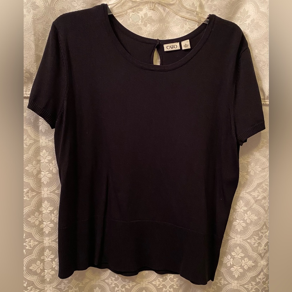 Cato Black Short Sleeve Blouse Top Size XL